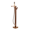 Kit Banheira de Imersão Acrílico 165 cm Azurita e Misturador de Piso Monocomando - Branco e Dourado Rose