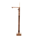 Kit Banheira de Imersão Acrílico 165 cm Azurita e Misturador de Piso Monocomando - Branco e Dourado Rose