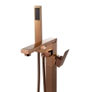 Kit Banheira de Imersão Acrílico 165 cm Azurita e Misturador de Piso Monocomando - Branco e Dourado Rose