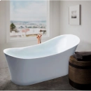 Kit Banheira de Imersão Acrílico 165 cm Azurita e Misturador de Piso Monocomando - Branco e Dourado Rose