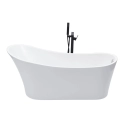 Kit Banheira de Imersão Acrílico 165 cm Azurita e Misturador de Piso Monocomando - Branco e Preto