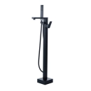 Kit Banheira de Imersão Acrílico 165 cm Azurita e Misturador de Piso Monocomando - Branco e Preto