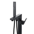 Kit Banheira de Imersão Acrílico 165 cm Azurita e Misturador de Piso Monocomando - Branco e Preto