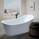 Kit Banheira de Imersão Acrílico 165 cm Azurita e Misturador de Piso Monocomando - Branco e Preto