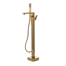 Kit Banheira de Imersão Acrílico 170 cm Rubi e Misturador de Piso Monocomando - Branco e Dourado