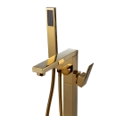 Kit Banheira de Imersão Acrílico 170 cm Rubi e Misturador de Piso Monocomando - Branco e Dourado