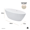 Kit Banheira de Imersão Acrílico 170 cm Rubi e Misturador de Piso Monocomando - Branco e Dourado Rose