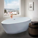 Kit Banheira de Imersão Acrílico 170 cm Rubi e Misturador de Piso Monocomando - Branco e Dourado Rose