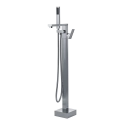 Kit Banheira de Imersão Acrílico 170 cm Rubi e Misturador de Piso Monocomando - Branco e Prata Cromado