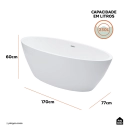 Kit Banheira de Imersão Acrílico 170 cm Rubi e Misturador de Piso Monocomando - Branco e Preto