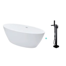 Kit Banheira de Imersão Acrílico 170 cm Rubi e Misturador de Piso Monocomando - Branco e Preto