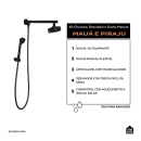 Kit Chuveiro Autolimpante Redondo de Parede Longo Mauá com Desviador Mundaú e Ducha Manual Piraju Pingoo.casa - Preto Fosco