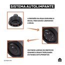 Kit Chuveiro Autolimpante Redondo de Parede Longo Mauá com Desviador Mundaú e Ducha Manual Piraju Pingoo.casa - Preto Fosco