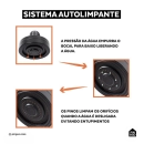 Kit Chuveiro Autolimpante Redondo de Parede Mauá com Desviador Mundaú e Ducha Manual Piraju Pingoo.casa - Preto