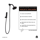 Kit Chuveiro Autolimpante Redondo de Parede Mauá com Desviador Mundaú e Ducha Manual Aruanã Pingoo.casa - Preto