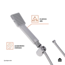 Kit Chuveiro Quadrado de Parede Tucuruí com Desviador Mundaú e Ducha Manual Jaci Pingoo.casa - Prata