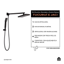 Kit Chuveiro Quadrado de Parede Tucuruí com Desviador Mundaú e Ducha Manual Jaci Pingoo.casa - Preto