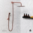 Kit Chuveiro Redondo Curuá 30cm com Desviador Mundaú e Ducha Manual Piraju Pingoo.casa -  Dourado Rose