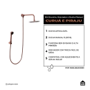 Kit Chuveiro Redondo Curuá 20cm com Desviador Mundaú e Ducha Manual Piraju Pingoo.casa - Dourado Rose