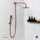 Kit Chuveiro Redondo Curuá 20cm com Desviador Mundaú e Ducha Manual Piraju Pingoo.casa - Dourado Rose