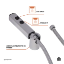 Kit Chuveiro Autolimpante Redondo de Parede Mauá com Desviador Mundaú e Ducha Manual Aruanã Pingoo.casa - Prata 