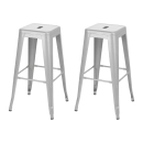 Kit com 2 Banquetas altas para bancada Iron Tolix 76 cm - Prata