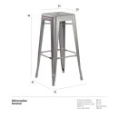 Kit com 2 Banquetas altas para bancada Iron Tolix 76 cm - Prata