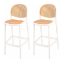 Kit com 2 Banquetas altas para bancada Mumbai com assento anatômico 78 cm – Branco