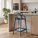 Kit com 2 Banquetas Médias Master Allegra em Polipropileno para Bancada 66 cm - Azul petróleo