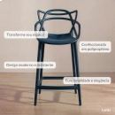 Kit com 2 Banquetas Médias Master Allegra em Polipropileno para Bancada 66 cm - Azul petróleo