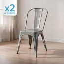 Kit com 2 Cadeiras de jantar Iron Tolix com design industrial - Prata