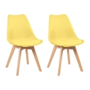 Kit com 2 Cadeiras de jantar Leda com assento estofado e design moderno - Amarelo