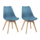 Kit com 2 Cadeiras de jantar Leda com assento estofado e design moderno - Azul petróleo