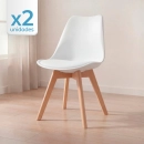 Kit com 2 Cadeiras de jantar Leda com assento estofado e design moderno - Branco