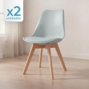 Kit com 2 Cadeiras de jantar Leda com assento estofado e design moderno - Cinza claro