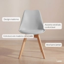 Kit com 2 Cadeiras de jantar Leda com assento estofado e design moderno - Cinza claro
