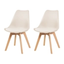 Kit com 2 Cadeiras de jantar Leda com assento estofado e design moderno - Creme