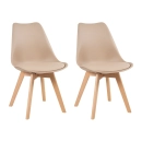 Kit com 2 Cadeiras de jantar Leda com assento estofado e design moderno - Nude