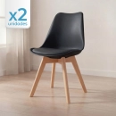 Kit com 2 Cadeiras de jantar Leda com assento estofado e design moderno - Preto