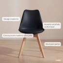 Kit com 2 Cadeiras de jantar Leda com assento estofado e design moderno - Preto