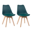Kit com 2 Cadeiras de jantar Leda com assento estofado e design moderno - Verde escuro