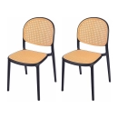 Kit com 2 Cadeiras de jantar Mumbai de telinha com design contemporâneo e assento anatômico – Preta