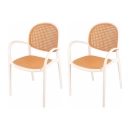 Kit com 2 Cadeiras de jantar Mumbai telinha com braços e design contemporâneo – Branco