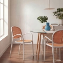 Kit com 2 Cadeiras de jantar Mumbai telinha com braços e design contemporâneo – Branco