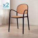 Kit com 2 Cadeiras de jantar Mumbai telinha com braços e design contemporâneo – Preta