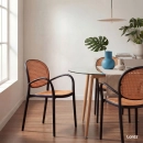 Kit com 2 Cadeiras de jantar Mumbai telinha com braços e design contemporâneo – Preta