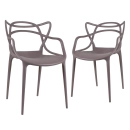 Kit com 2 Cadeiras Design Allegra Polipropileno Injetado Alta Densidade Empilhável Sala Cozinha Jantar Bar Jardim Varanda Fendi