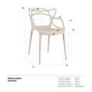 Kit com 2 Cadeiras Design Allegra Polipropileno Injetado Alta Densidade Empilhável Sala Cozinha Jantar Bar Jardim Varanda Nude Bege