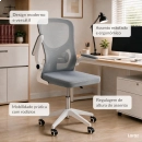 Kit com 2 Cadeiras escritório rodizio office Bytes - Cinza claro