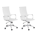 Kit com 2 Cadeiras Esteirinha Diretor com rodízios para escritório - Branco